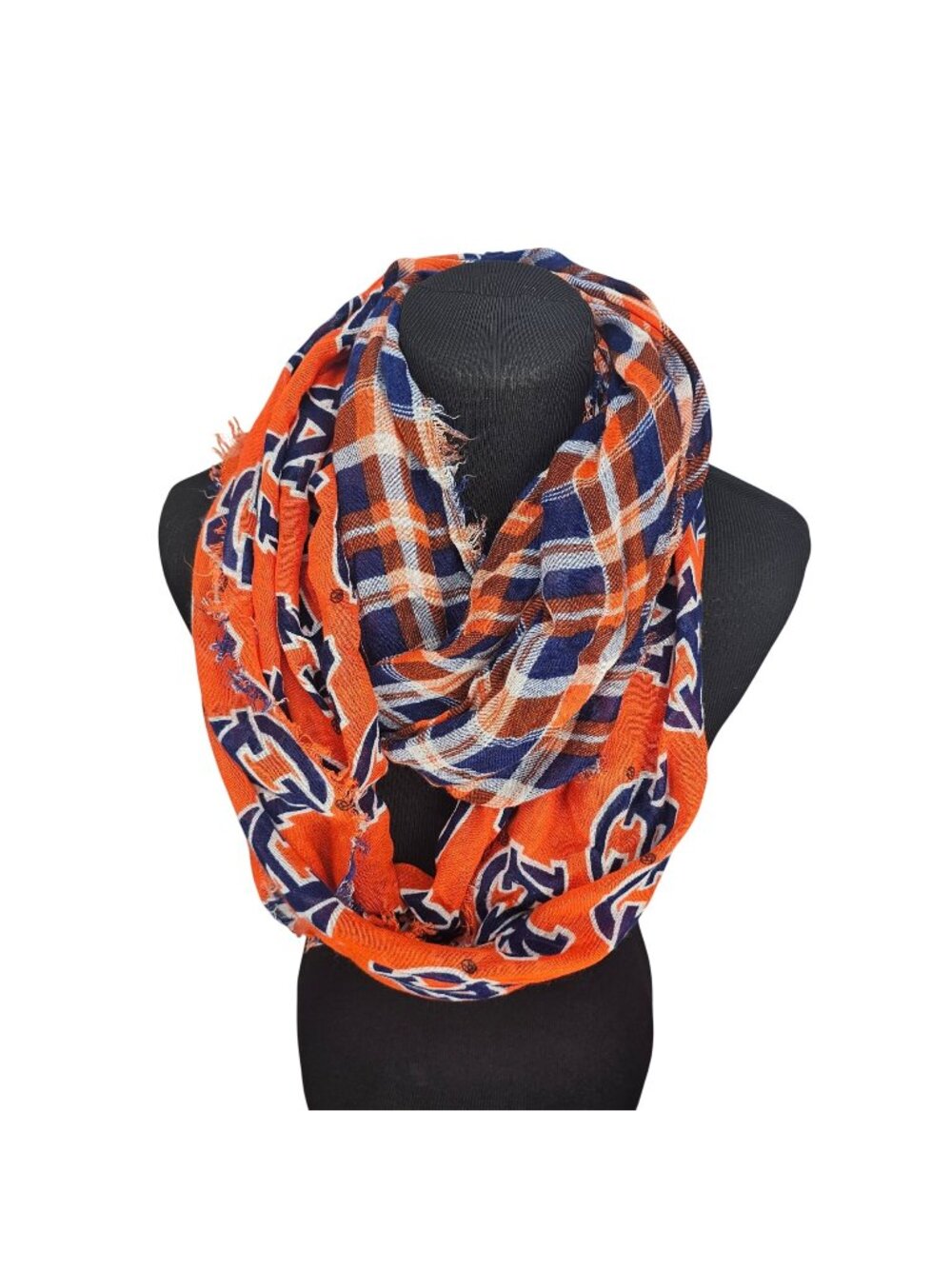 Auburn Tigers Infinity Scarf Plaid & Logo Design By Zoozatz 100% Viscose